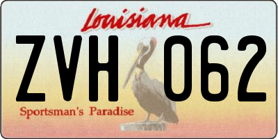 LA license plate ZVH062