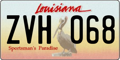 LA license plate ZVH068