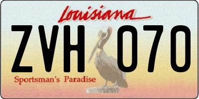 LA license plate ZVH070