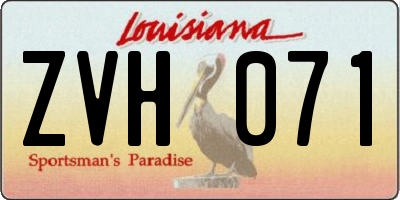 LA license plate ZVH071