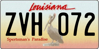 LA license plate ZVH072