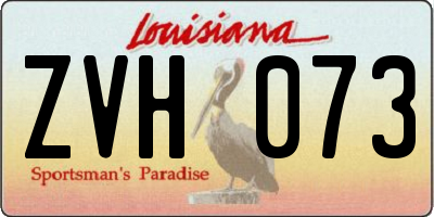 LA license plate ZVH073