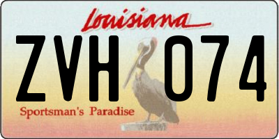 LA license plate ZVH074