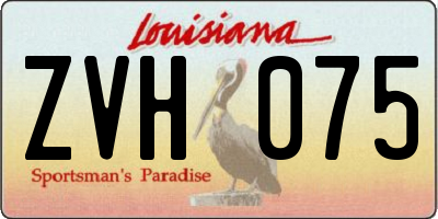 LA license plate ZVH075