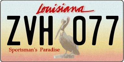 LA license plate ZVH077