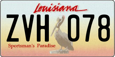 LA license plate ZVH078