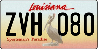 LA license plate ZVH080