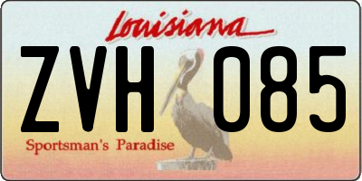 LA license plate ZVH085