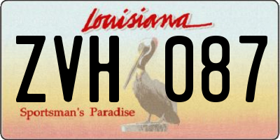 LA license plate ZVH087