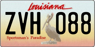 LA license plate ZVH088