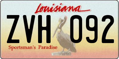 LA license plate ZVH092