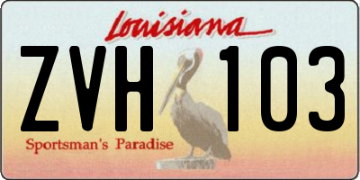 LA license plate ZVH103