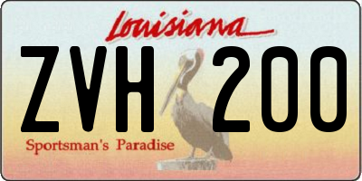 LA license plate ZVH200