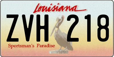 LA license plate ZVH218