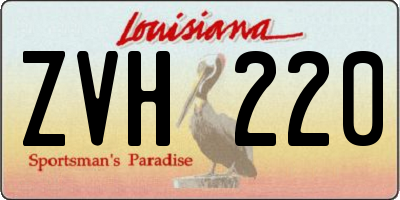 LA license plate ZVH220