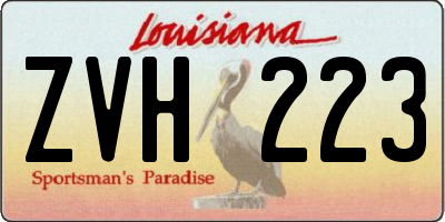 LA license plate ZVH223