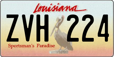 LA license plate ZVH224