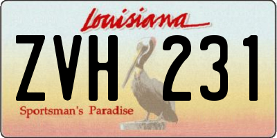 LA license plate ZVH231