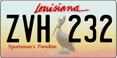 LA license plate ZVH232