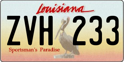 LA license plate ZVH233