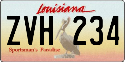 LA license plate ZVH234