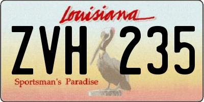 LA license plate ZVH235