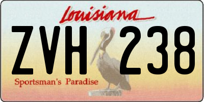 LA license plate ZVH238