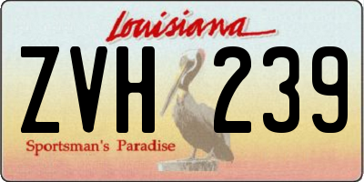 LA license plate ZVH239