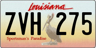 LA license plate ZVH275