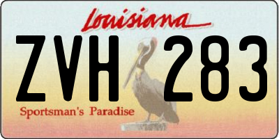 LA license plate ZVH283