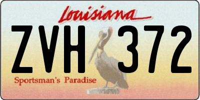 LA license plate ZVH372