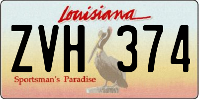 LA license plate ZVH374