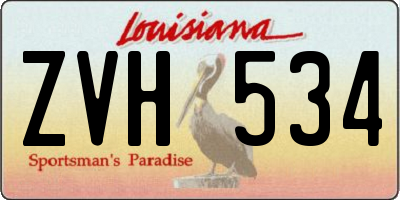 LA license plate ZVH534