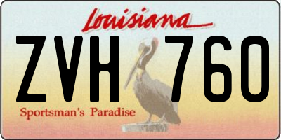 LA license plate ZVH760