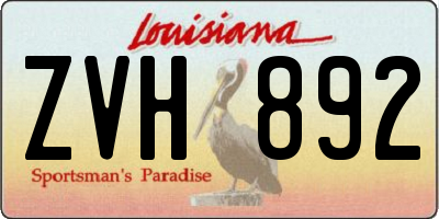 LA license plate ZVH892
