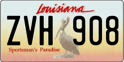 LA license plate ZVH908