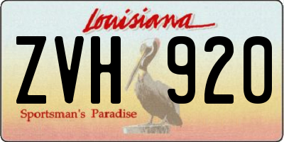 LA license plate ZVH920
