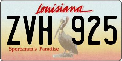 LA license plate ZVH925
