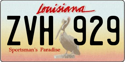 LA license plate ZVH929