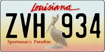 LA license plate ZVH934