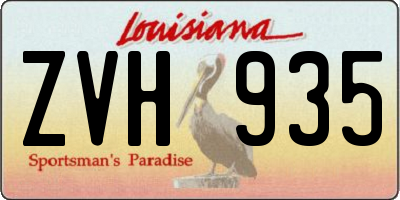 LA license plate ZVH935