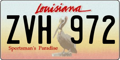 LA license plate ZVH972