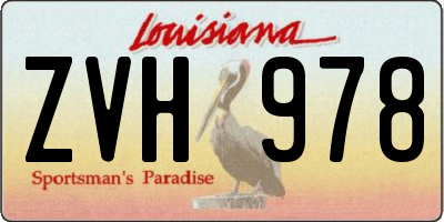 LA license plate ZVH978