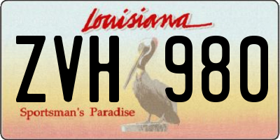 LA license plate ZVH980