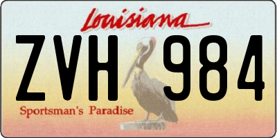 LA license plate ZVH984