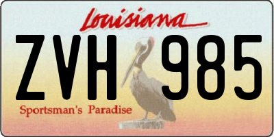 LA license plate ZVH985
