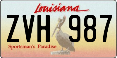 LA license plate ZVH987