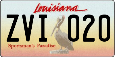 LA license plate ZVI020