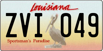 LA license plate ZVI049