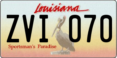 LA license plate ZVI070